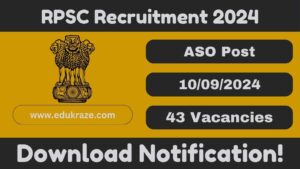 RPSC Assistant Statistical Officer (ASO) Recruitment 2024, Apply Online for 43 Posts