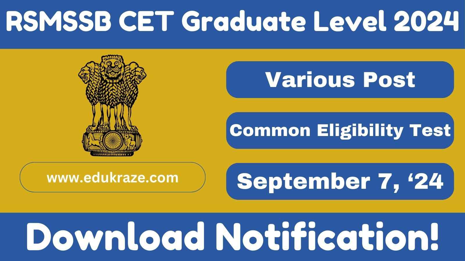 RSMSSB Common Eligibility Test CET Graduate Level 2024 Apply Online Form