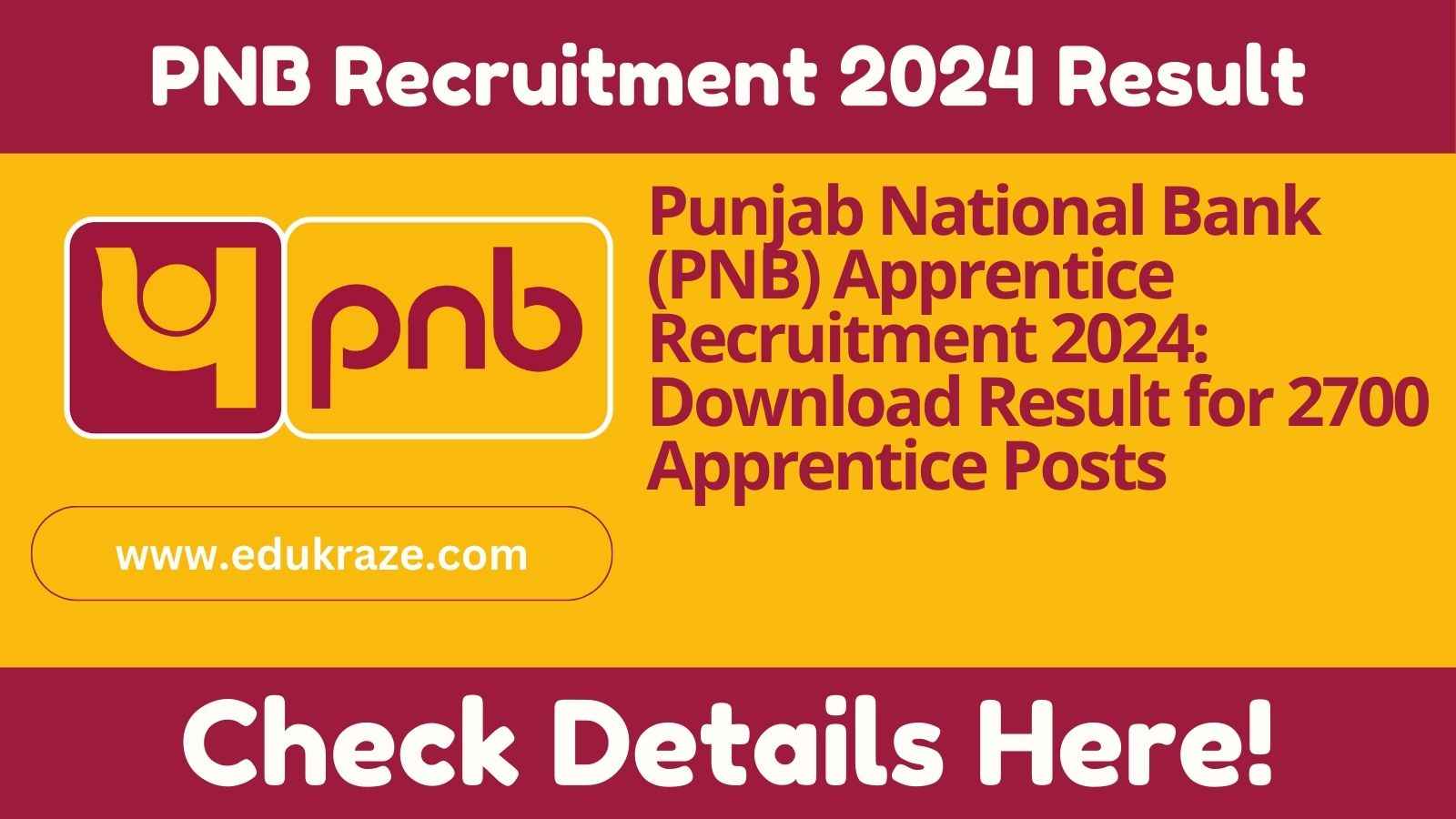 Punjab National Bank (PNB) Apprentice Recruitment 2024: Download Result for 2700 Apprentice Posts