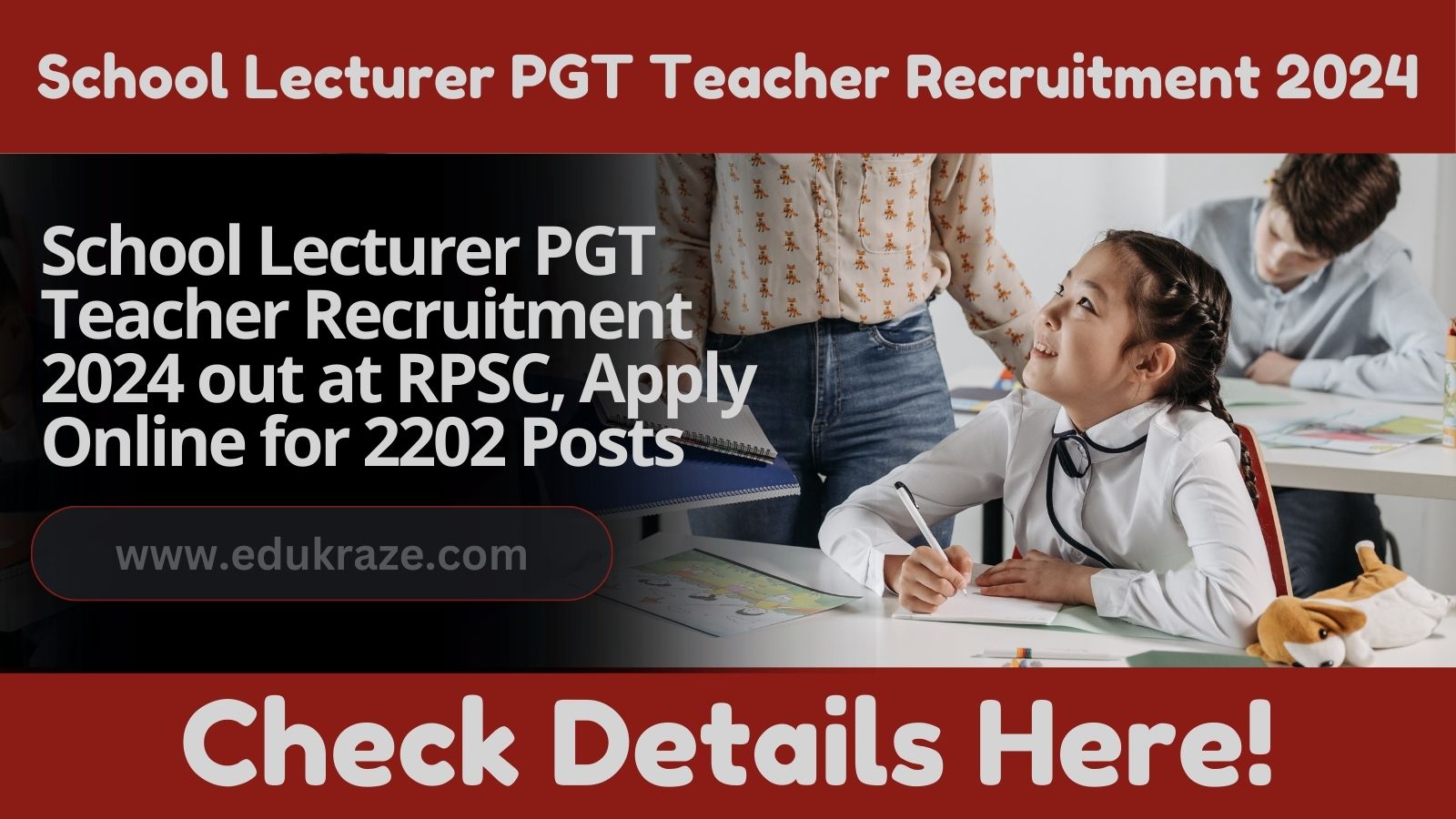 School Lecturer PGT Teacher Recruitment 2024 out at RPSC, Apply Online for 2202 Posts